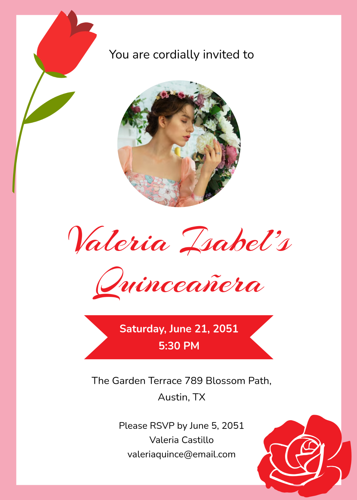 Aesthetic Quinceañera Invitation