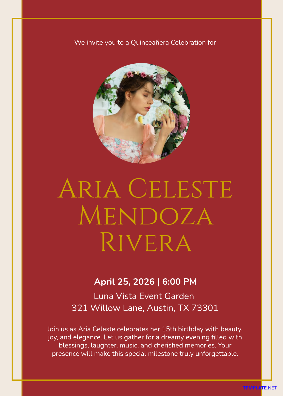 Free Aesthetic Quinceañera Invitation Template to Edit Online