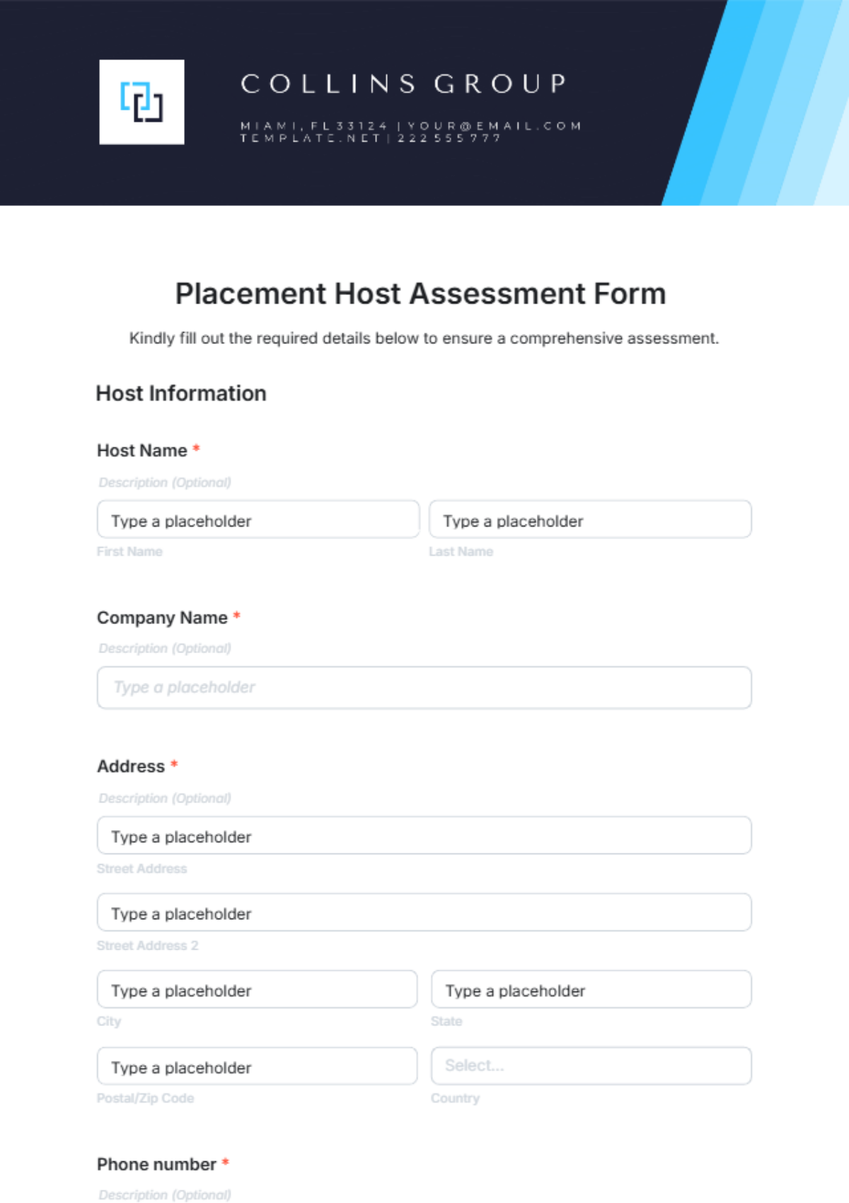 Placement Host Assessment Form Template - Edit Online & Download