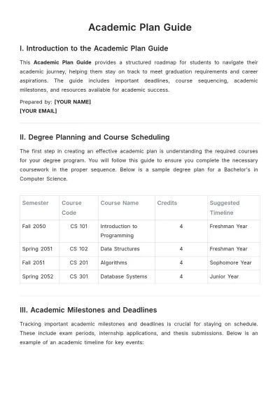 Free Academic Plan Guide Template to Edit Online