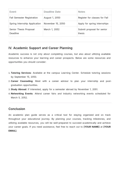 Free Academic Plan Guide Template to Edit Online