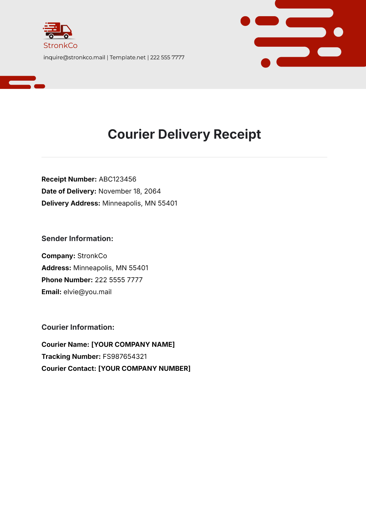 Courier Delivery Receipt Template - Edit Online & Download