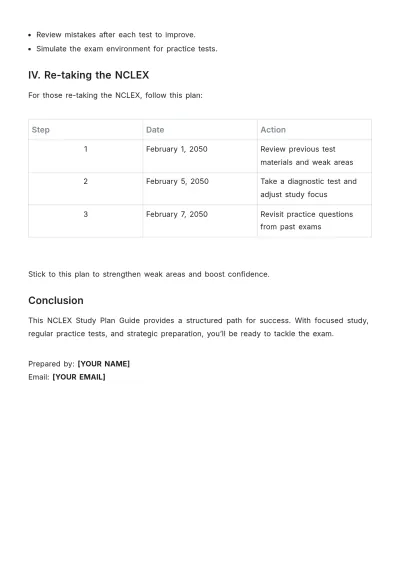 Free NCLEX Study Plan Guide Template to Edit Online