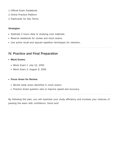 Free Exam Study Plan Guide Template to Edit Online