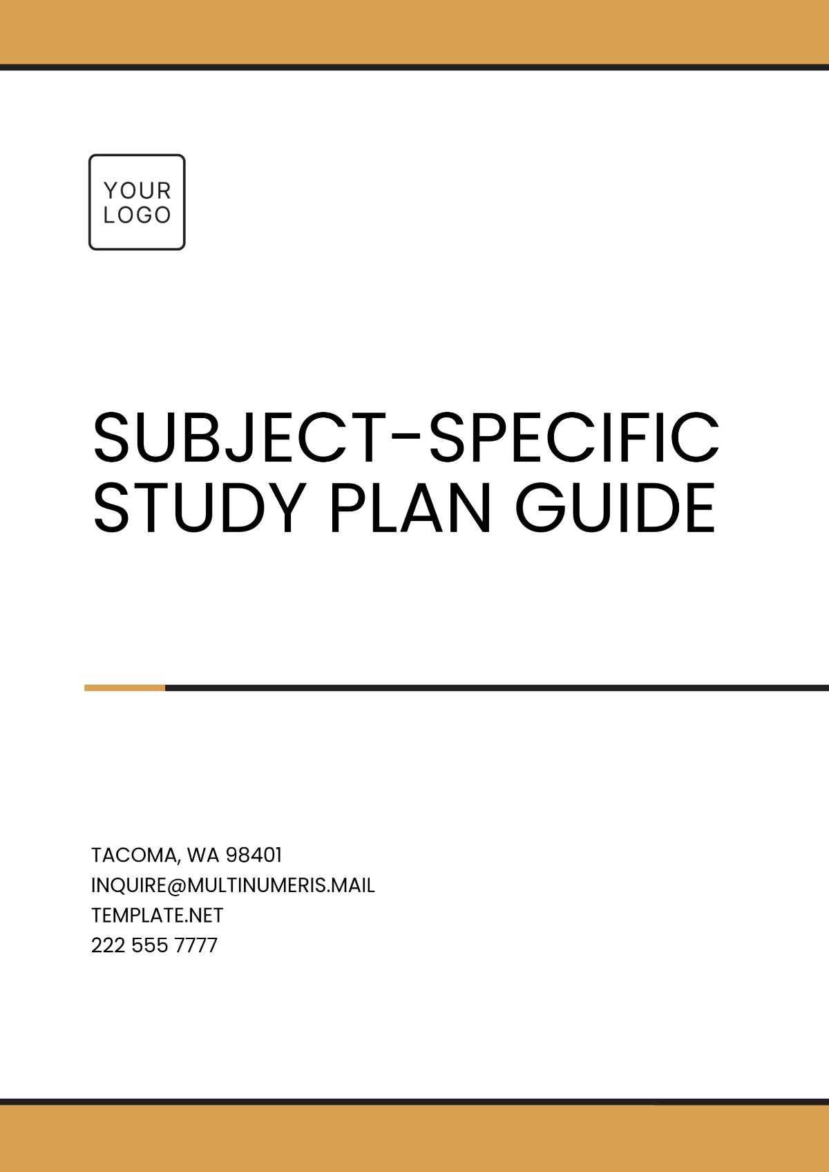 Subject-Specific Study Plan Guide Template - Edit Online & Download