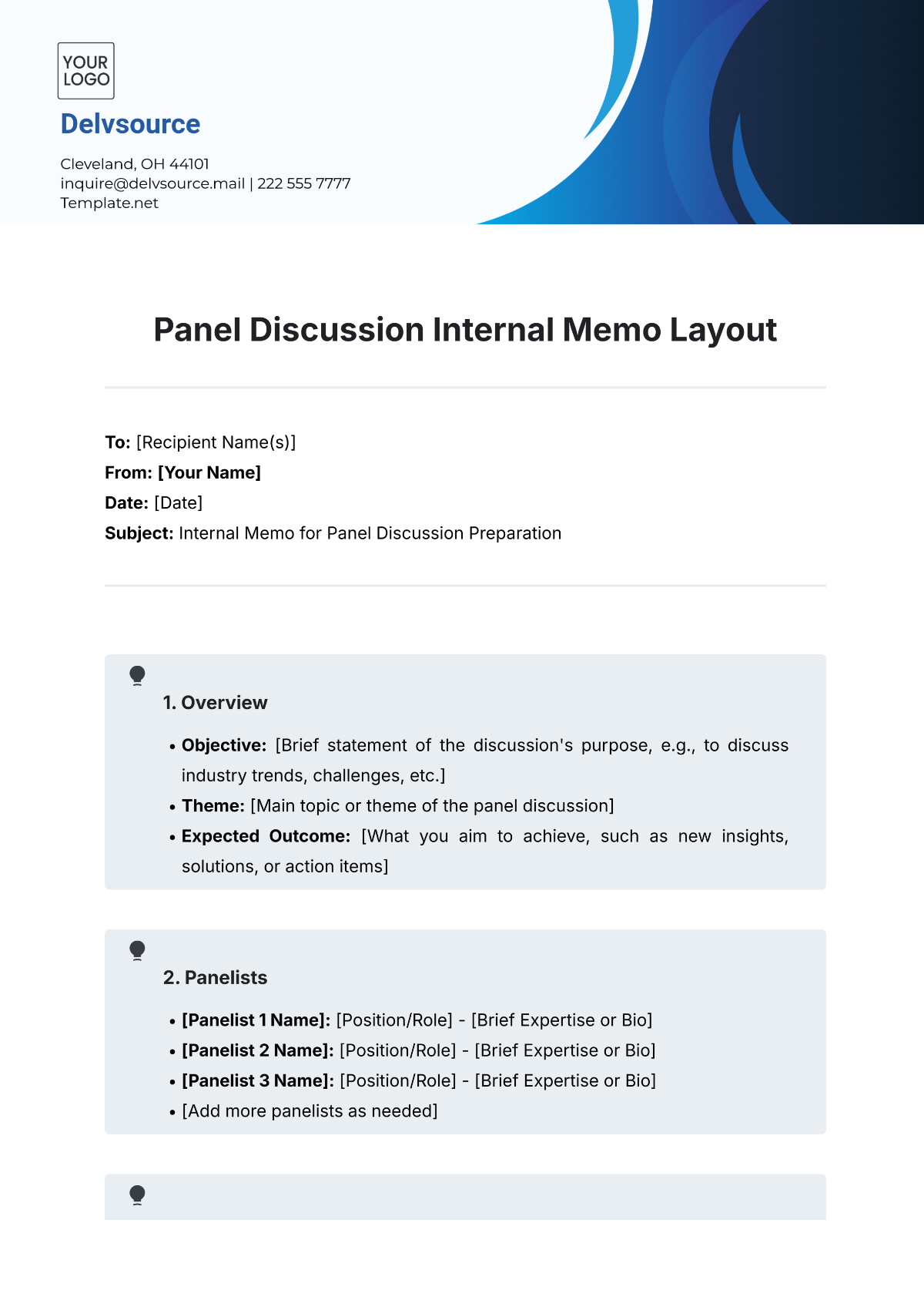 Panel Discussion Internal Memo Layout Template - Edit Online & Download