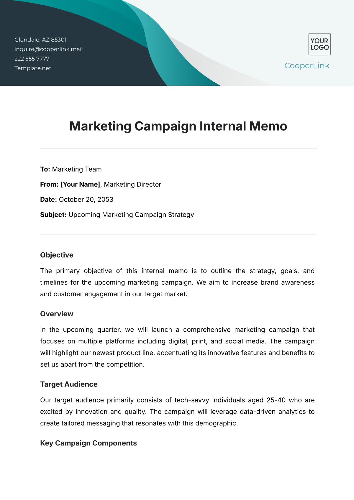 Marketing Campaign Internal Memo Template - Edit Online & Download