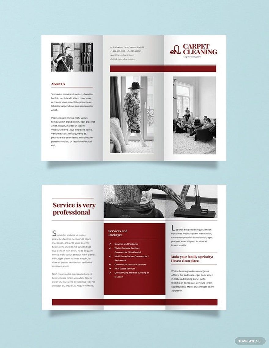 Carpet Cleaning Brochure Template in Word, Pages, PSD, Illustrator, Publisher, Google Docs - Download | Template.net