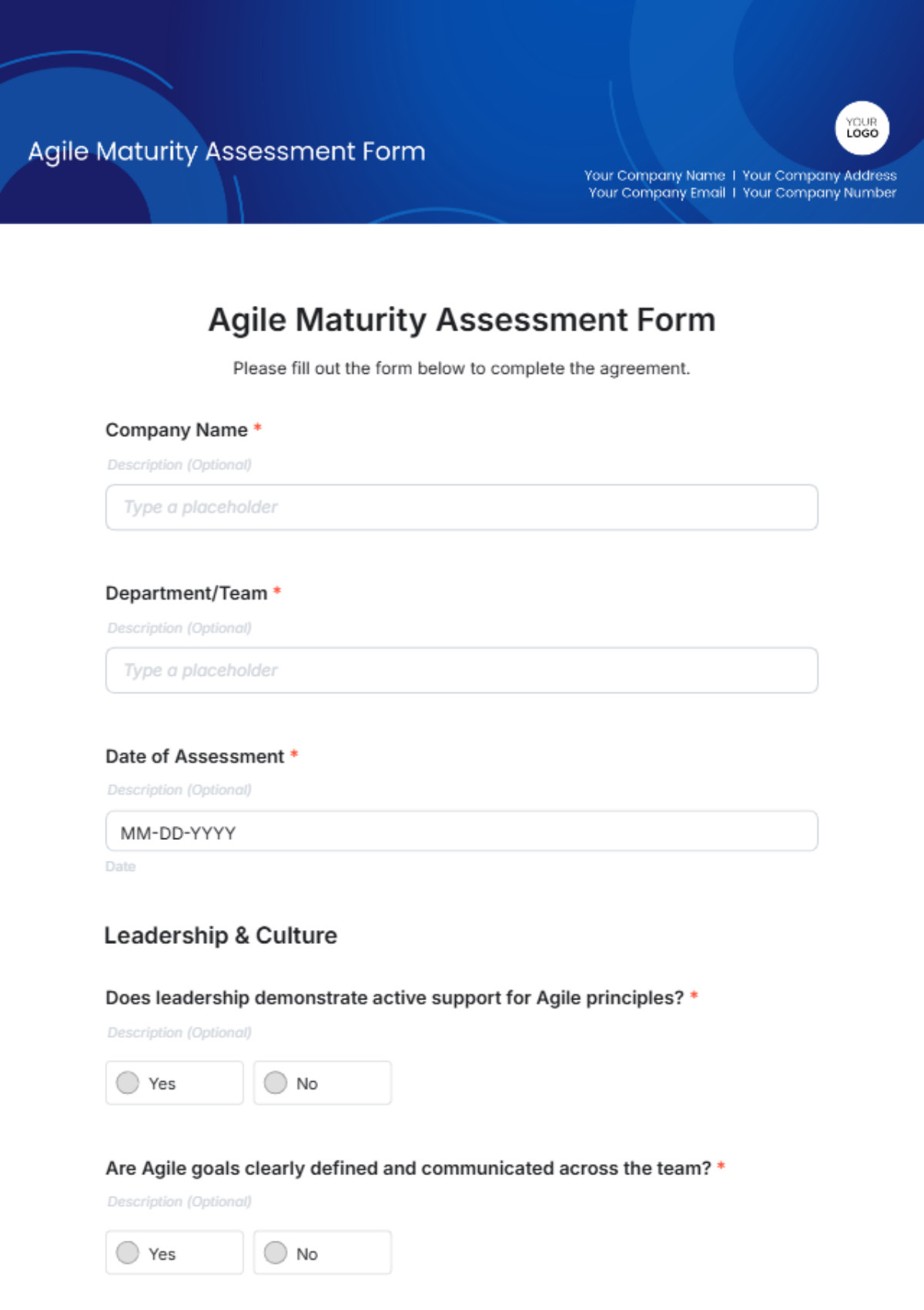 Agile Maturity Assessment Form Template - Edit Online & Download