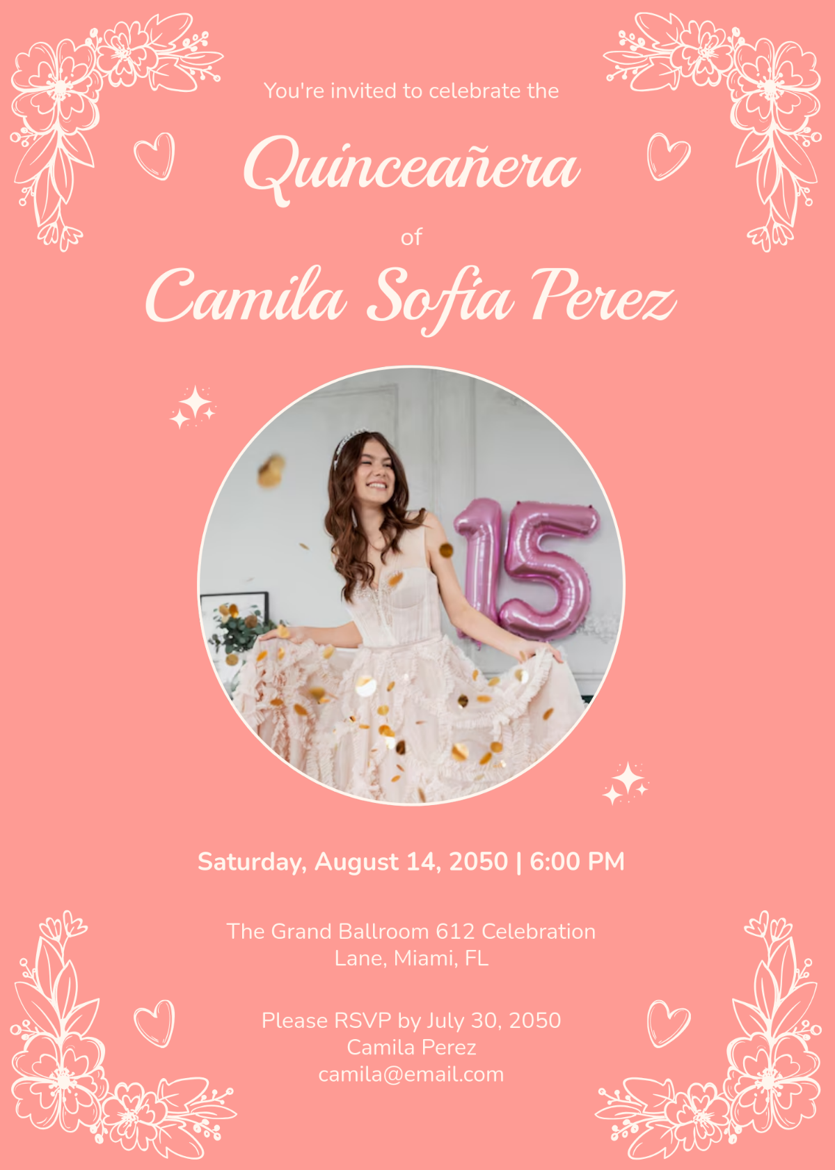 Editable Quinceañera Invitation