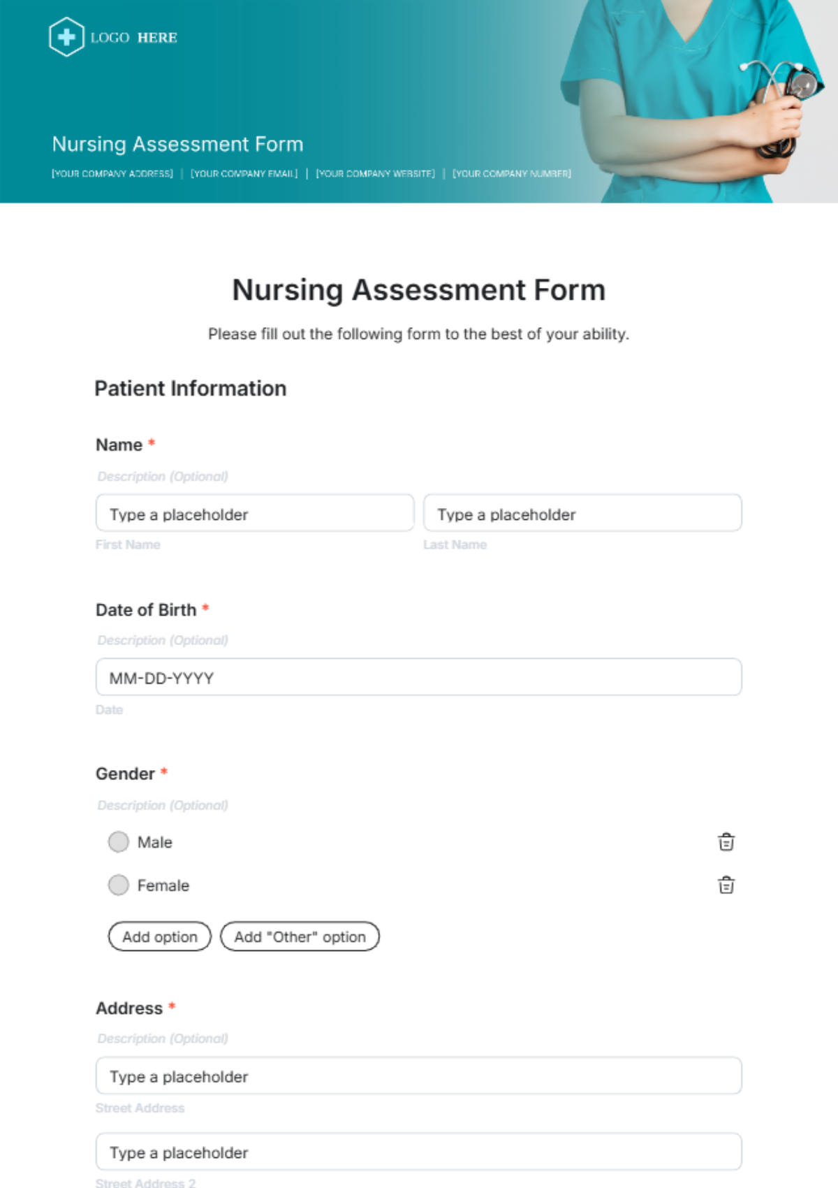 Nursing Assessment Form Template - Edit Online & Download