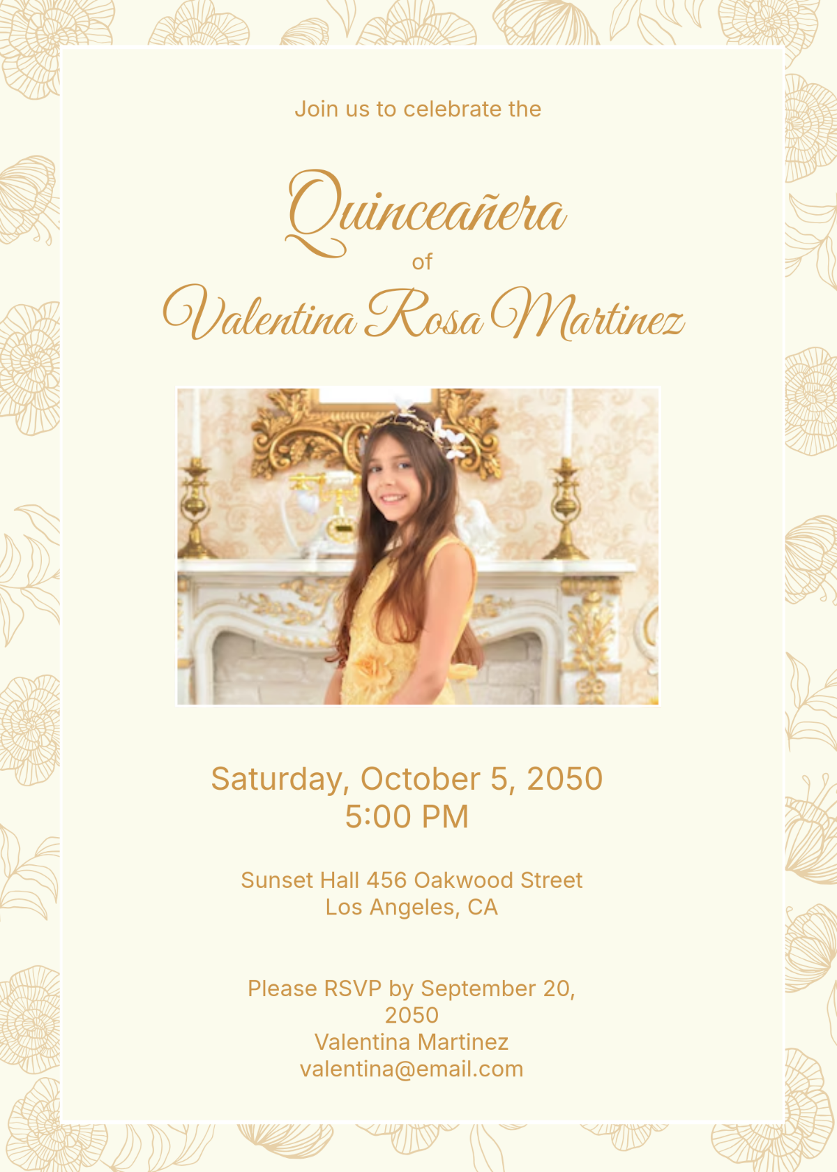 Simple Quinceañera Invitation