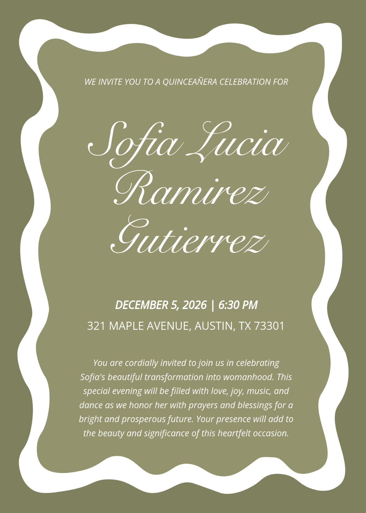 Free Simple Quinceañera Invitation Template to Edit Online
