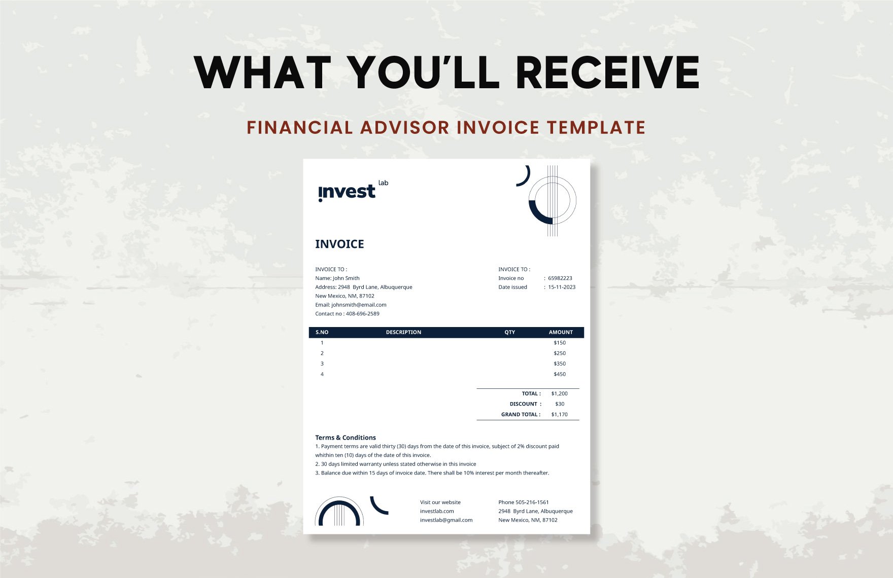 Financial Advisor Invoice Template