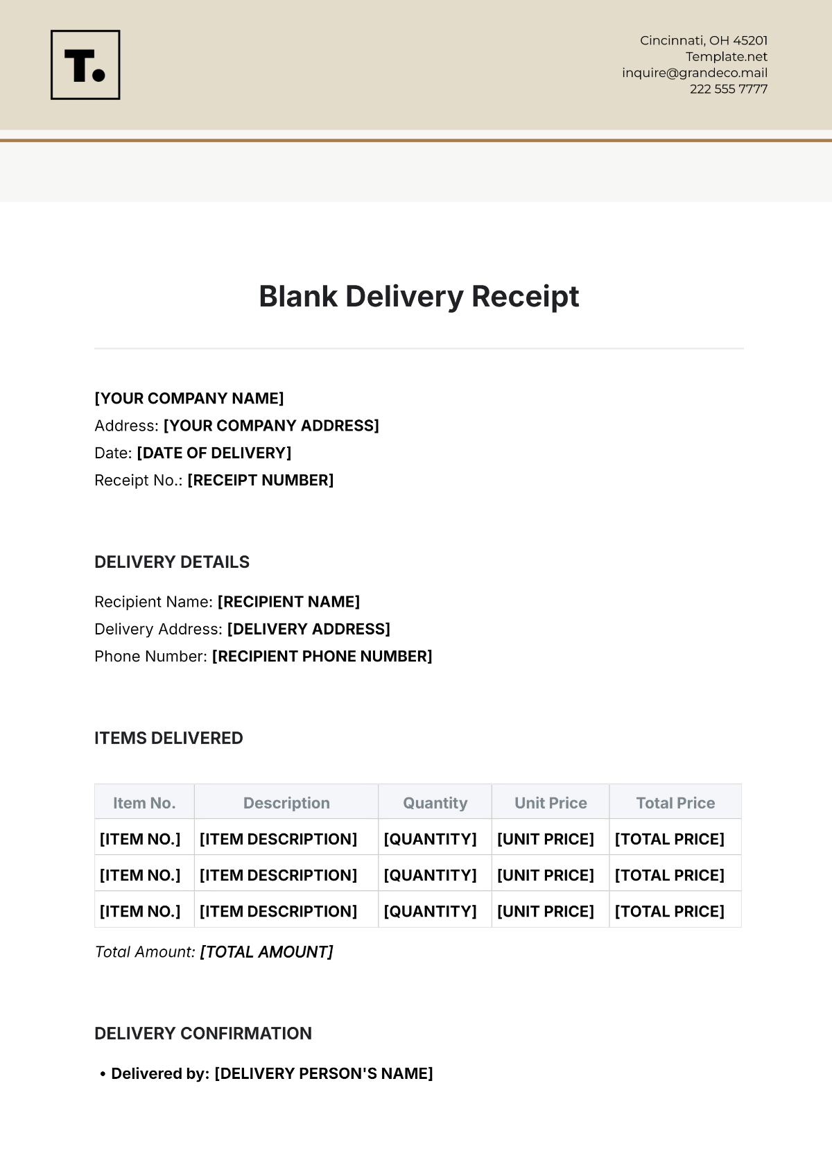 Blank Delivery Receipt Template - Edit Online & Download