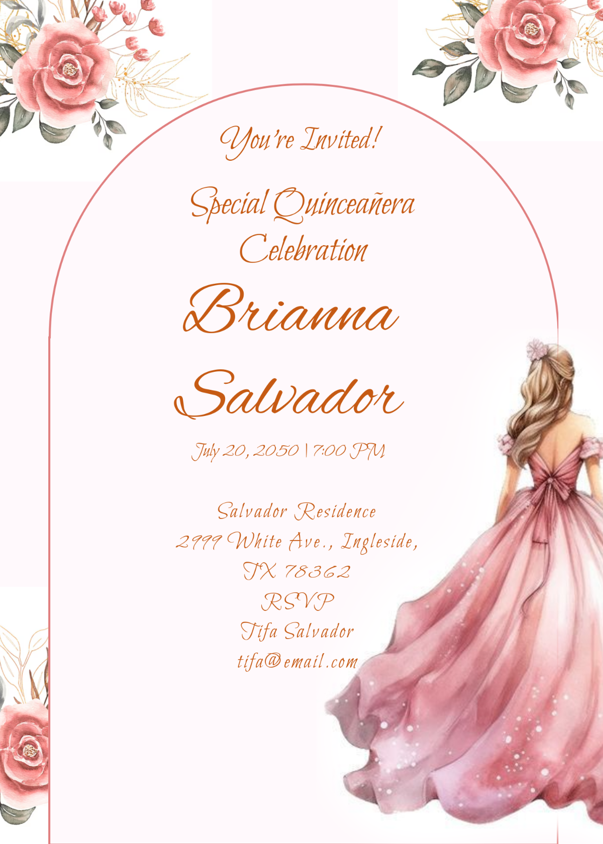 Border Quinceañera Invitation Template - Edit Online & Download