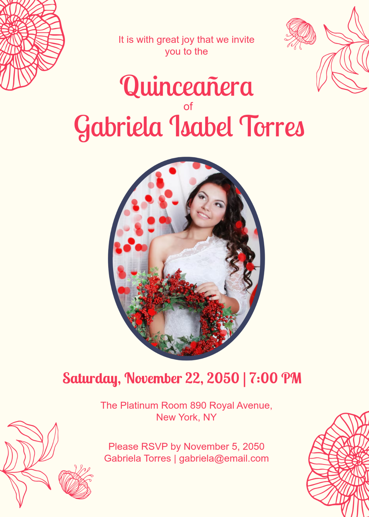 Printable Quinceañera Invitation