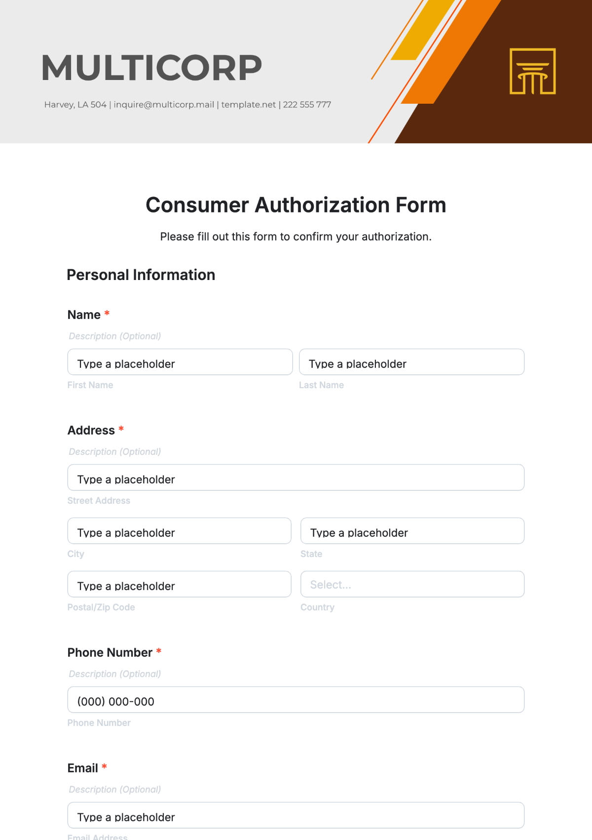 Consumer Authorization Form Template - Edit Online & Download