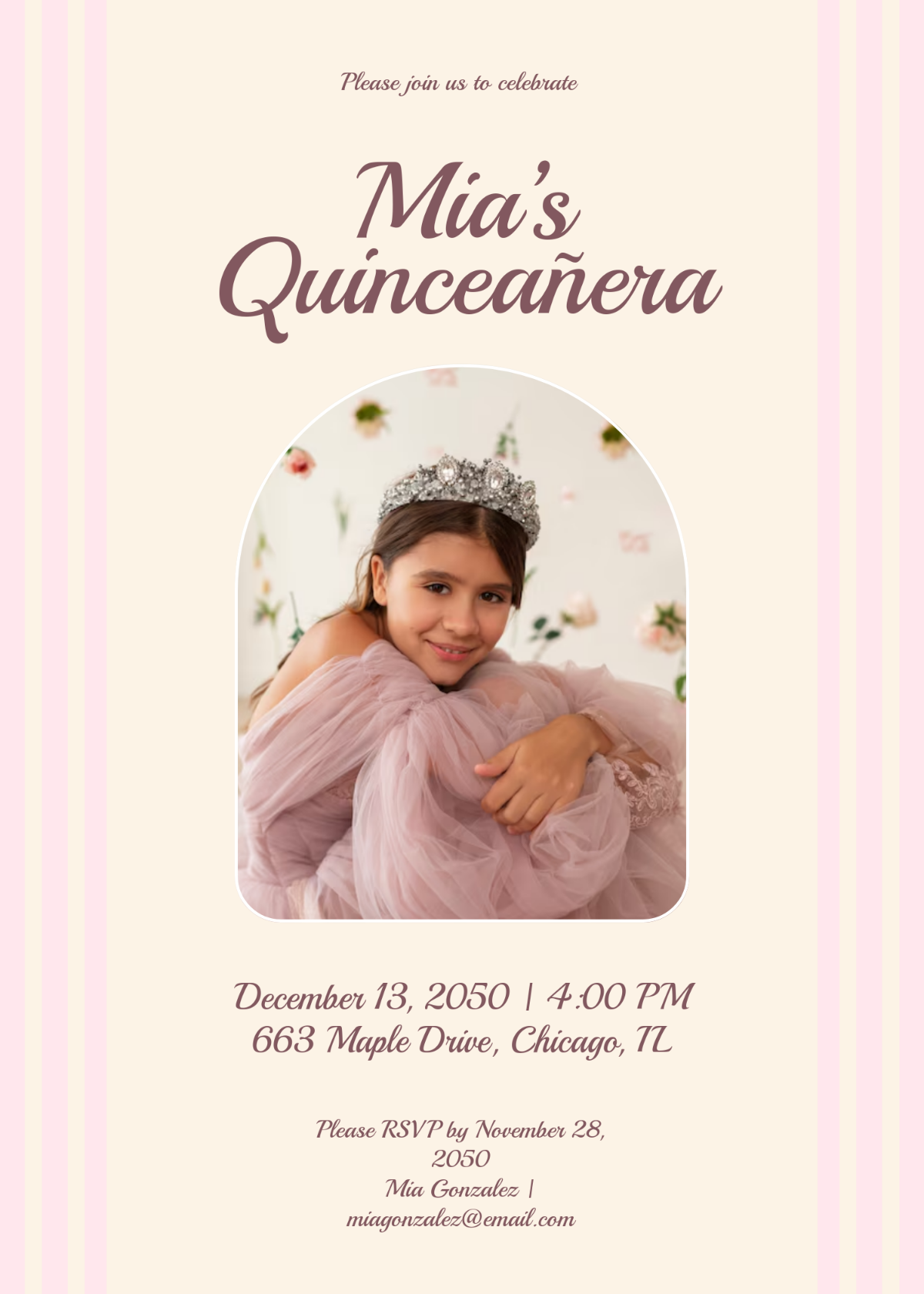 Blank Quinceañera Invitation