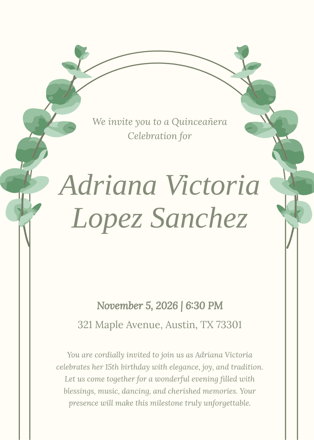 Free Download Quinceañera Invitation Template to Edit Online