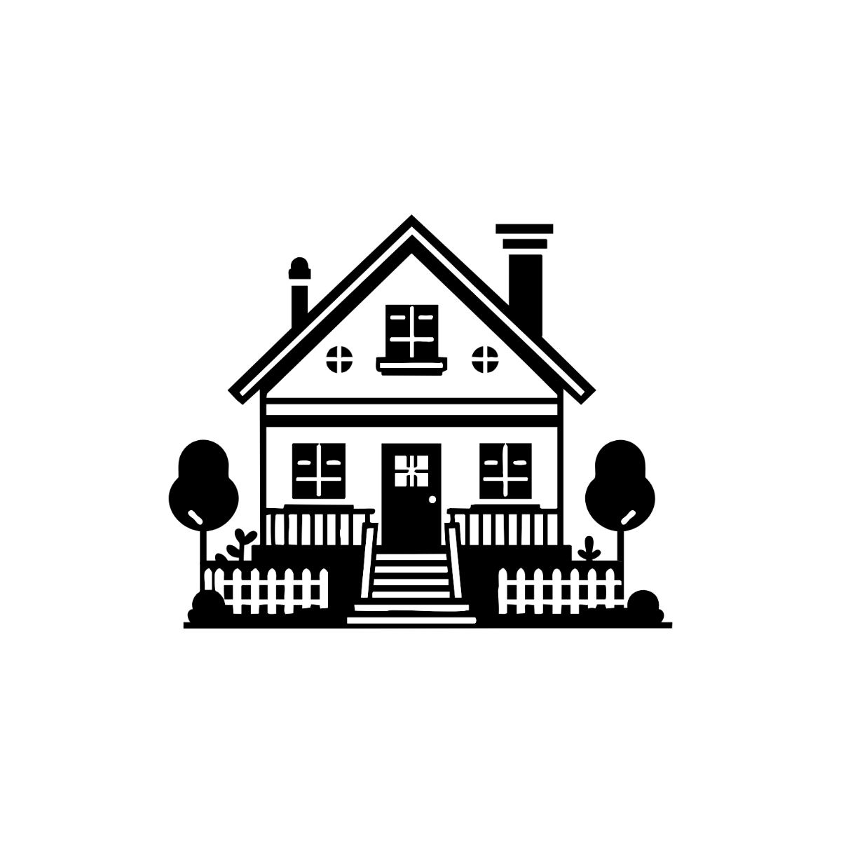 Free Black and White House Clipart Template - Edit Online & Download