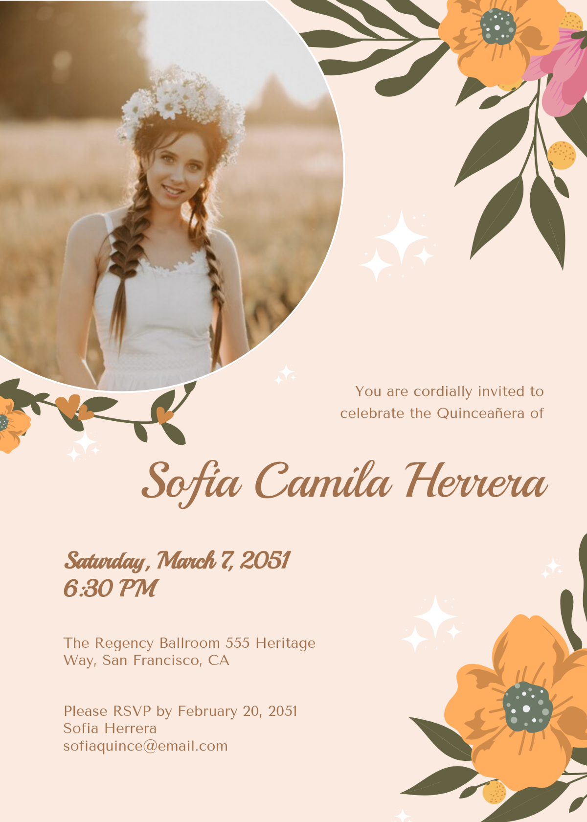 Customizable Quinceañera Invitation