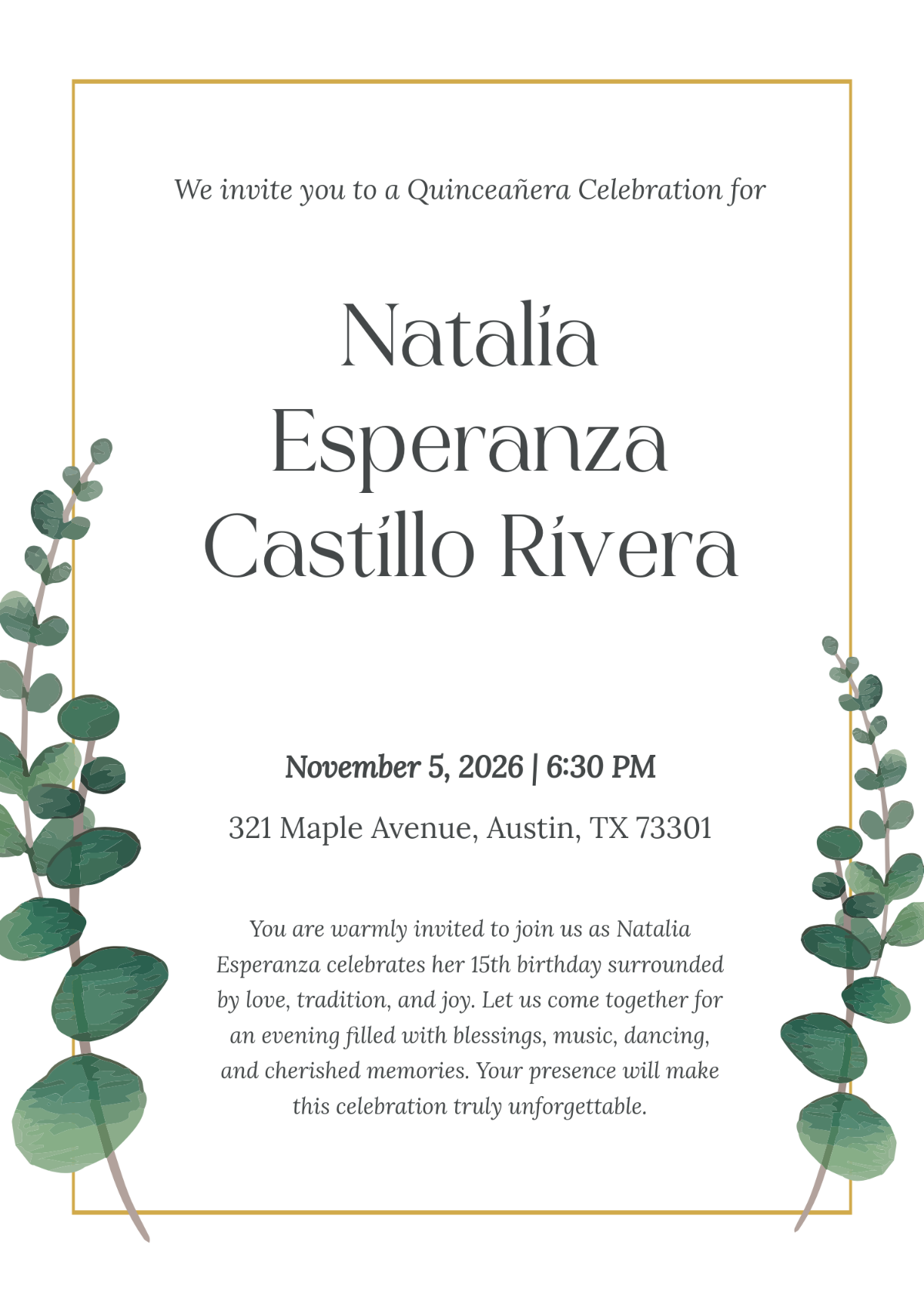 Free Customizable Quinceañera Invitation Template to Edit Online