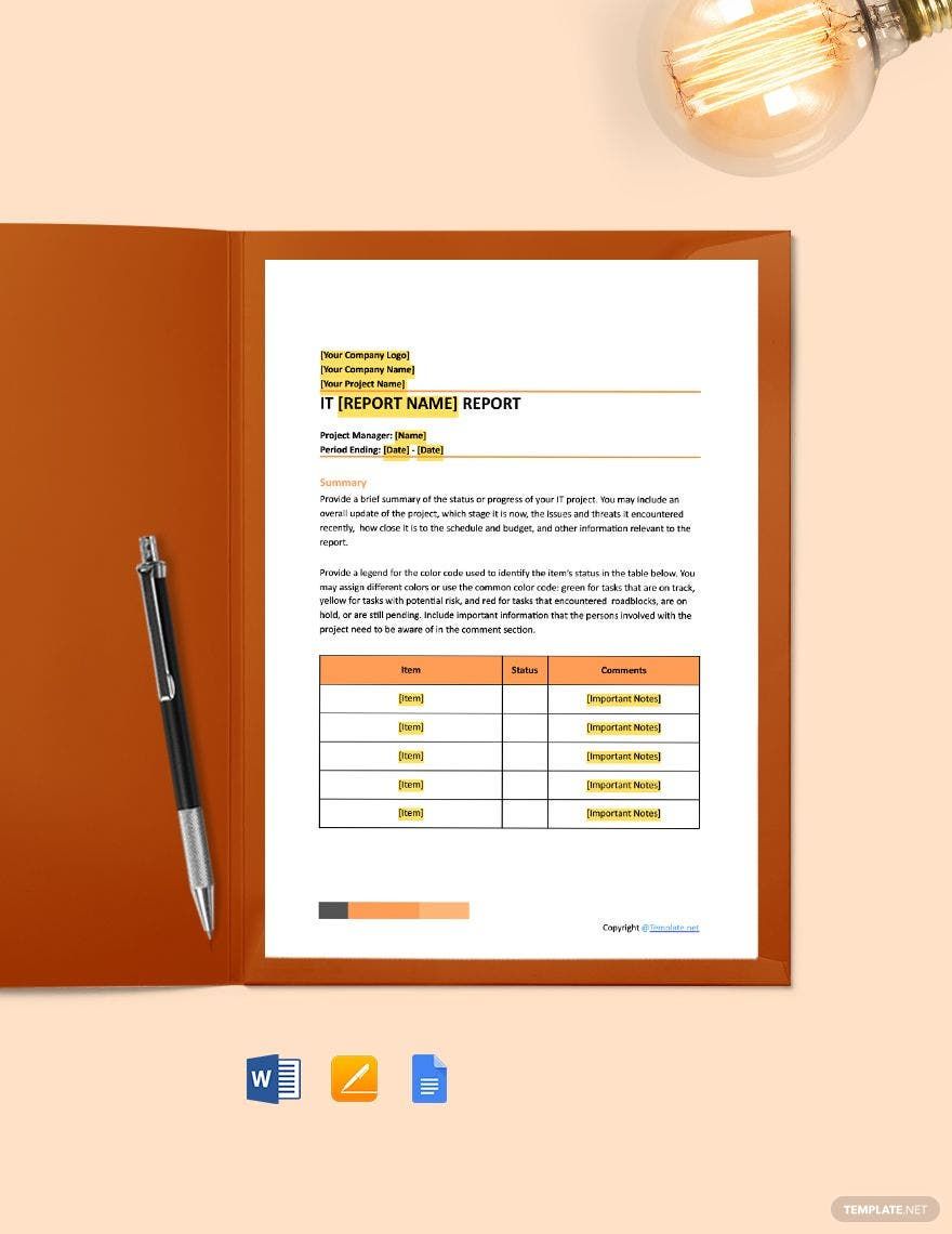 Free Blank IT Report Template