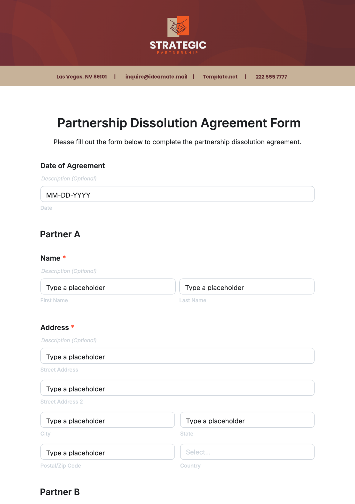 Partnership Dissolution Agreement Form Template - Edit Online & Download