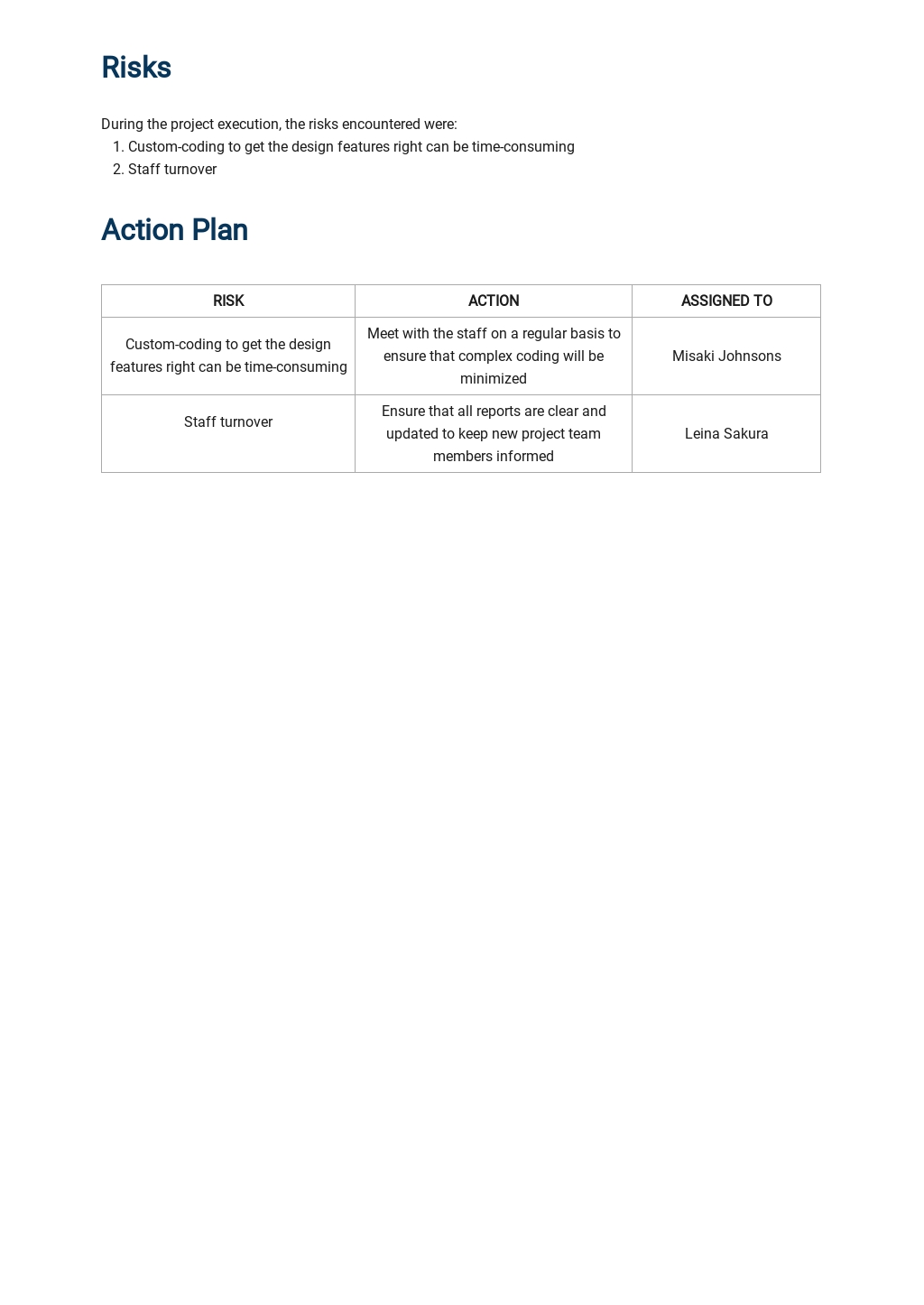 Software Development Status Report Template