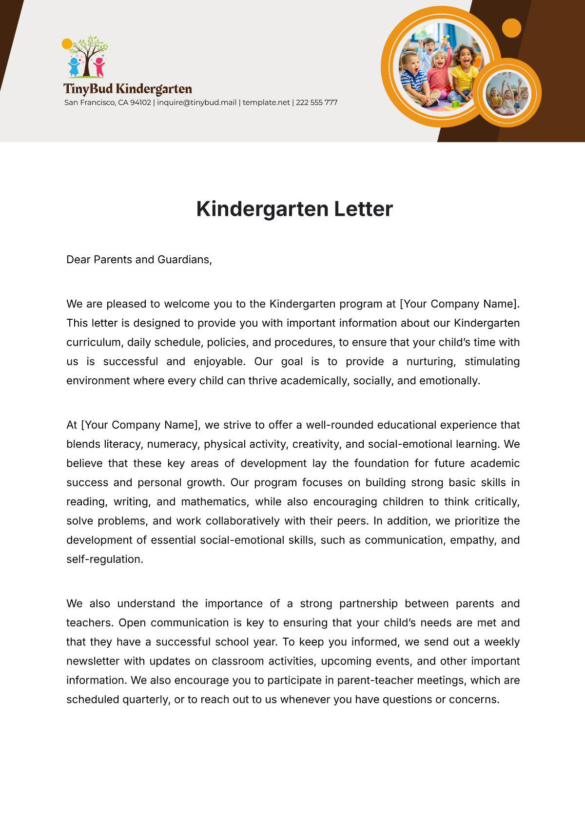 Kindergarten Letter Template - Edit Online & Download