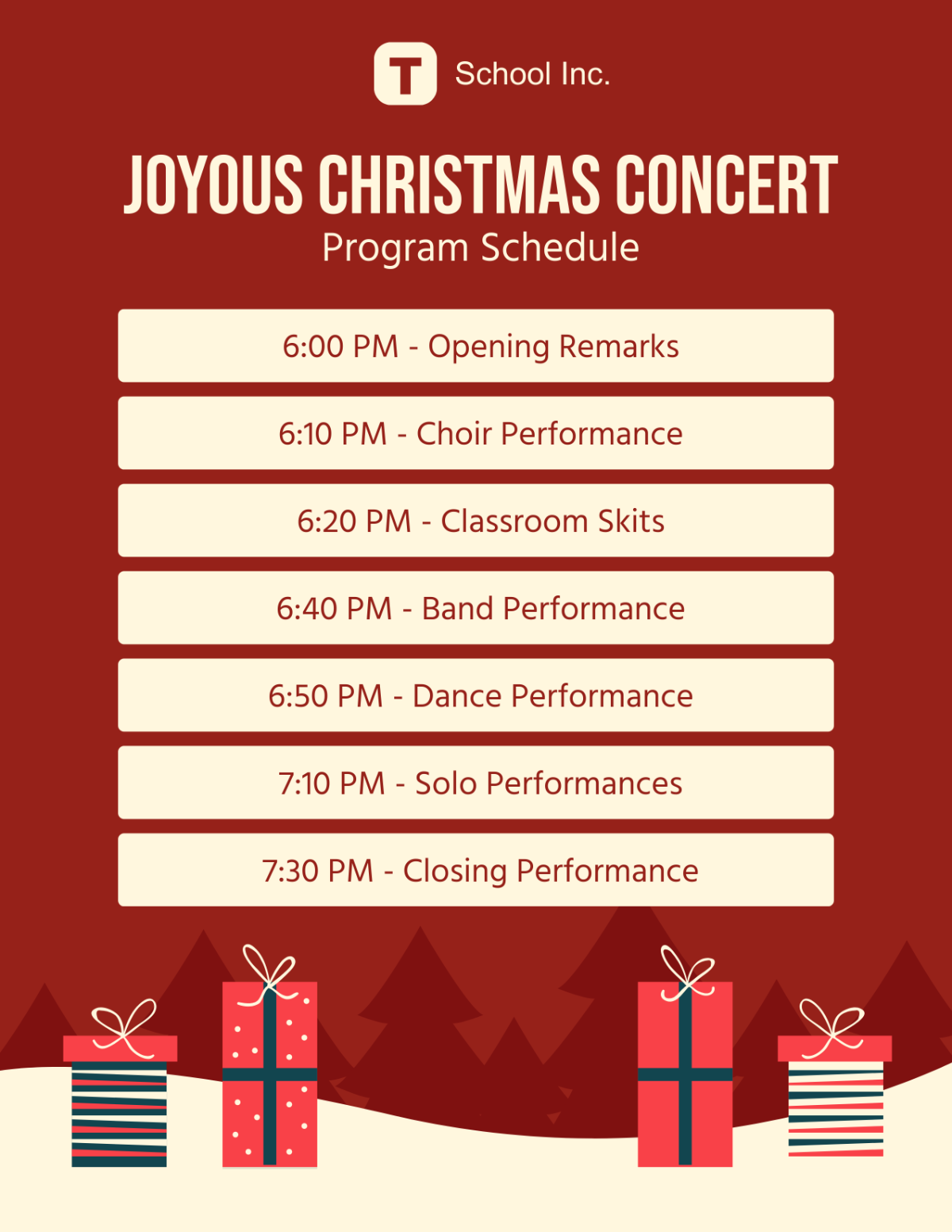 School Christmas Concert Program