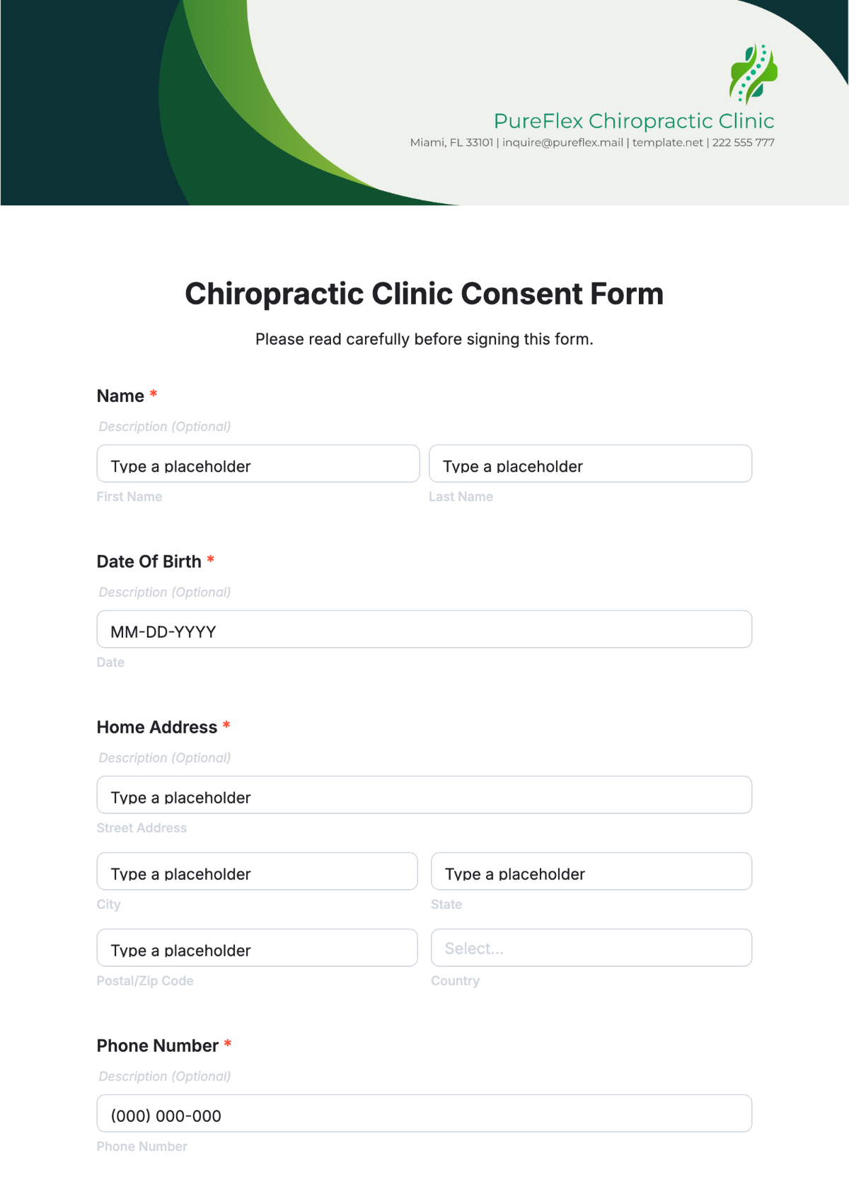 Chiropractic Clinic Consent Form Template - Edit Online & Download