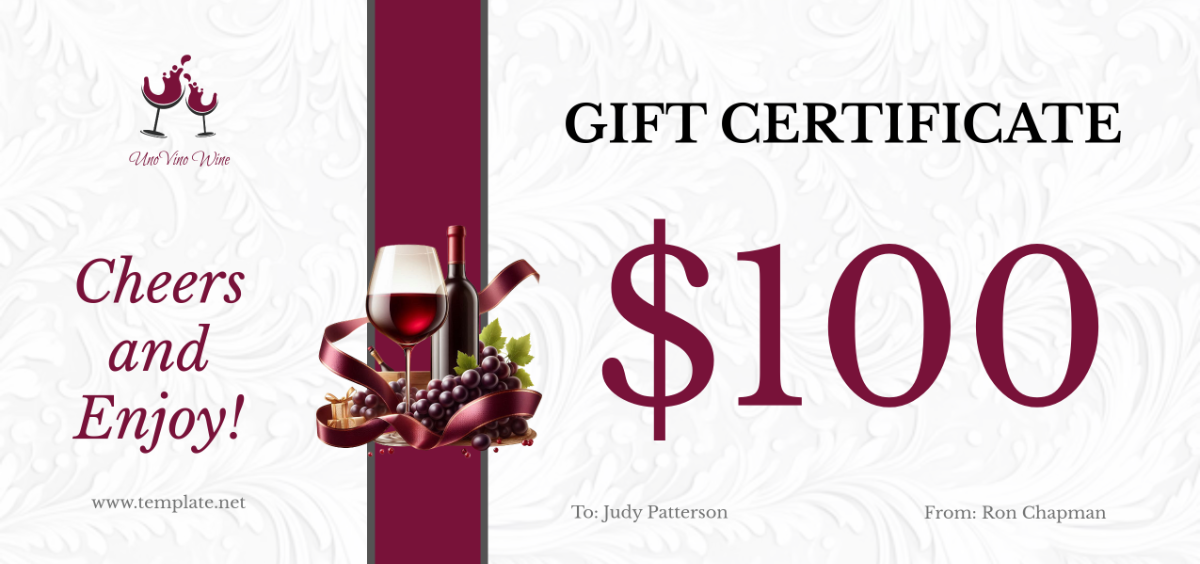 Wine Gift Certificate Template