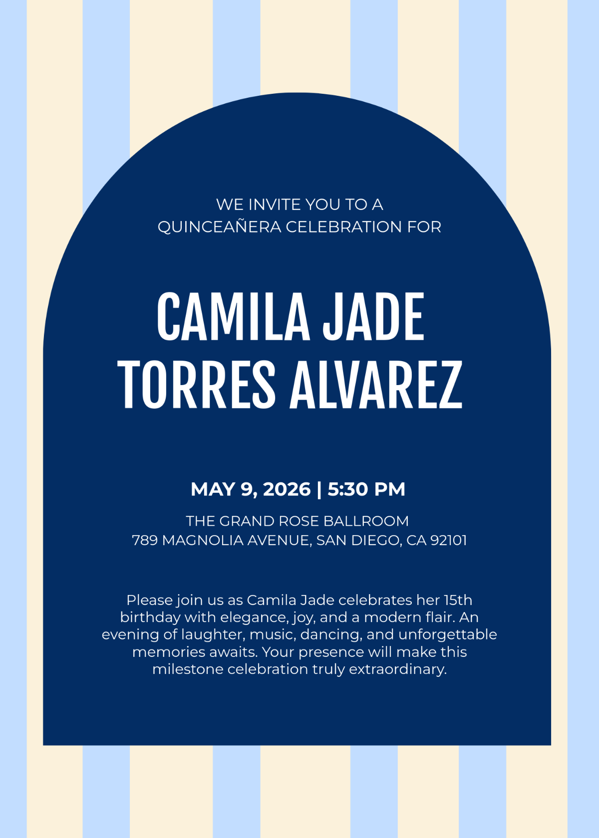 Free Modern Quinceañera Invitation Template to Edit Online