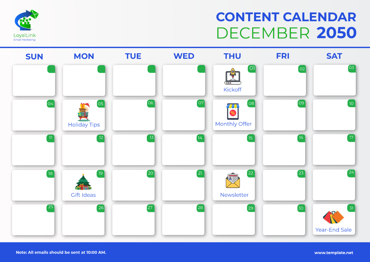 Email Marketing Content Calendar Template