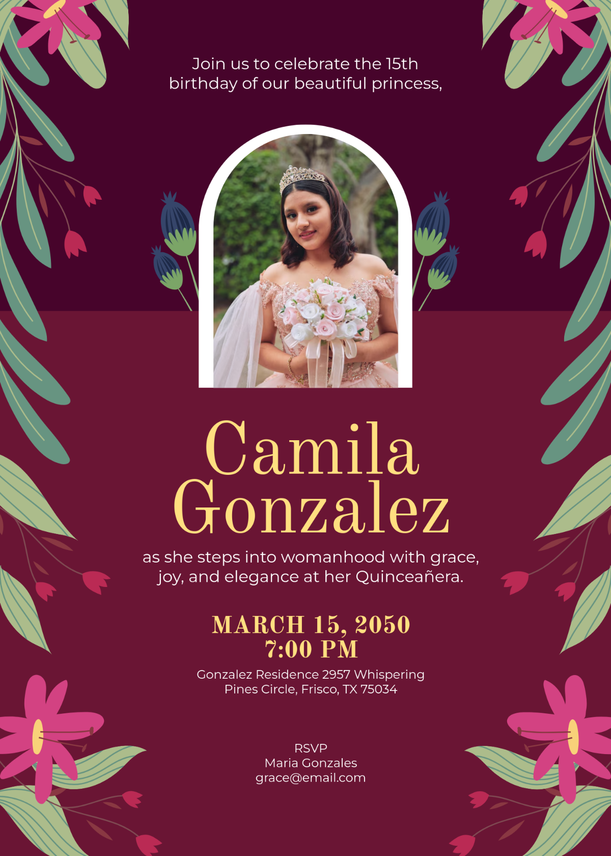 Princess Quinceanera Invitation Template - Edit Online & Download