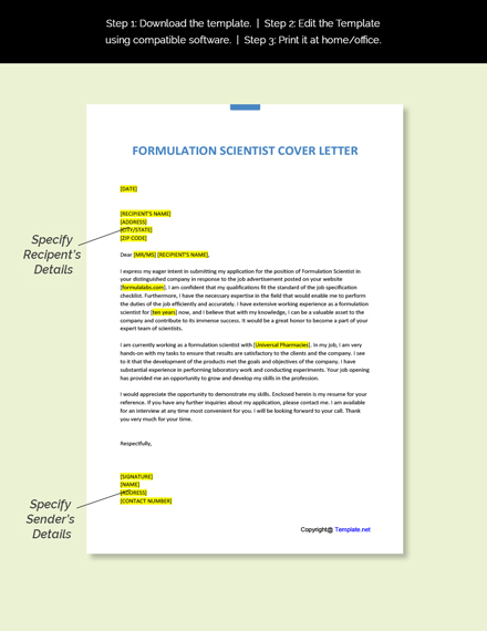 cover letter for formulation scientist