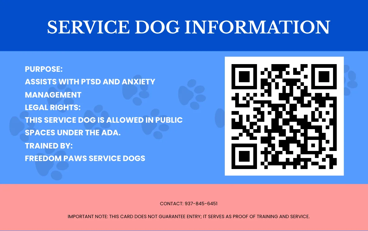 Free Military Service Dog ID Card Template to Edit Online