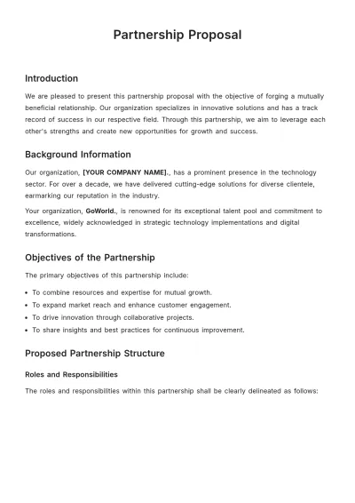 Free Partnership Proposal Template to Edit Online