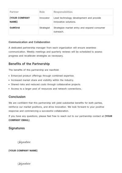 Free Partnership Proposal Template to Edit Online