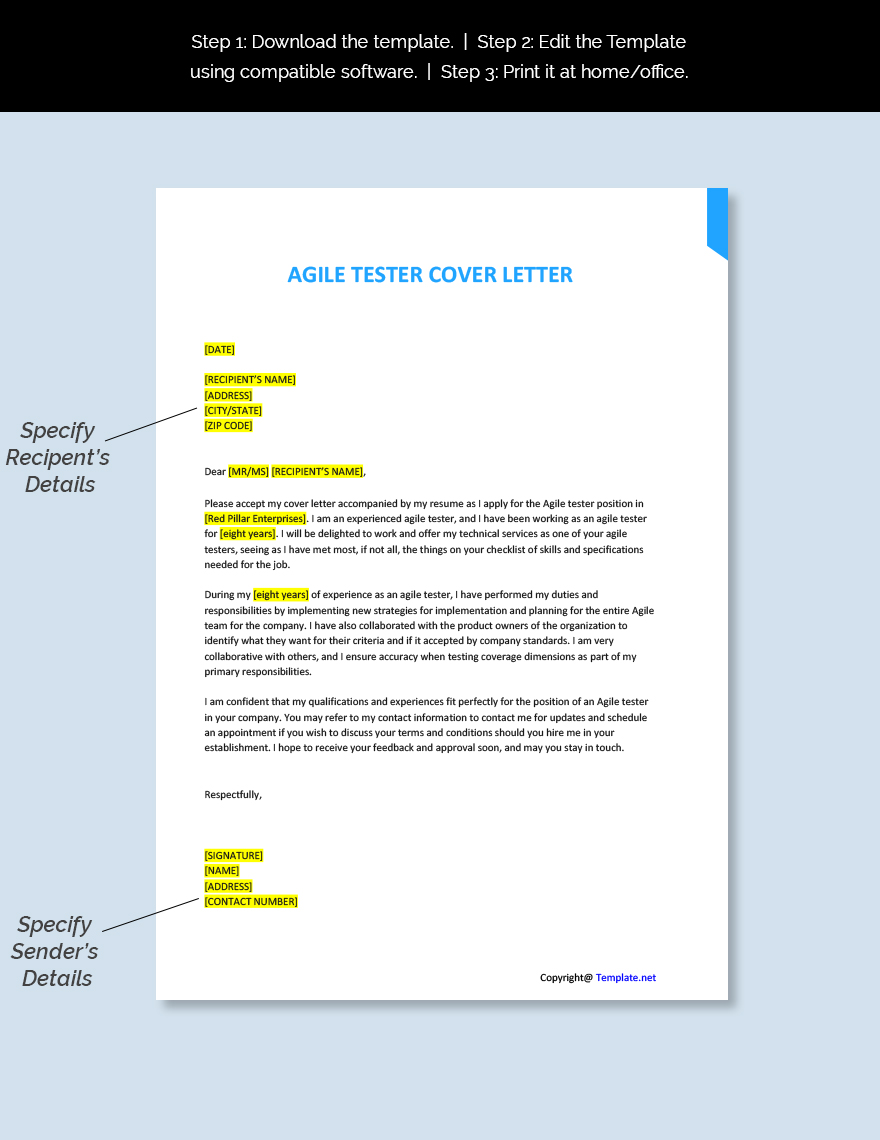 Agile Tester Cover Letter