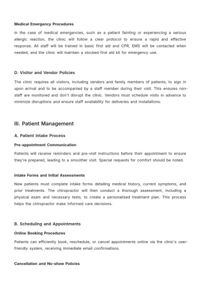Free Chiropractic Clinic Standard Operating Procedure Template to Edit Online