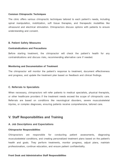 Free Chiropractic Clinic Standard Operating Procedure Template to Edit Online