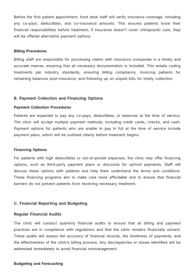 Free Chiropractic Clinic Standard Operating Procedure Template to Edit Online