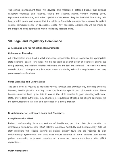 Free Chiropractic Clinic Standard Operating Procedure Template to Edit Online