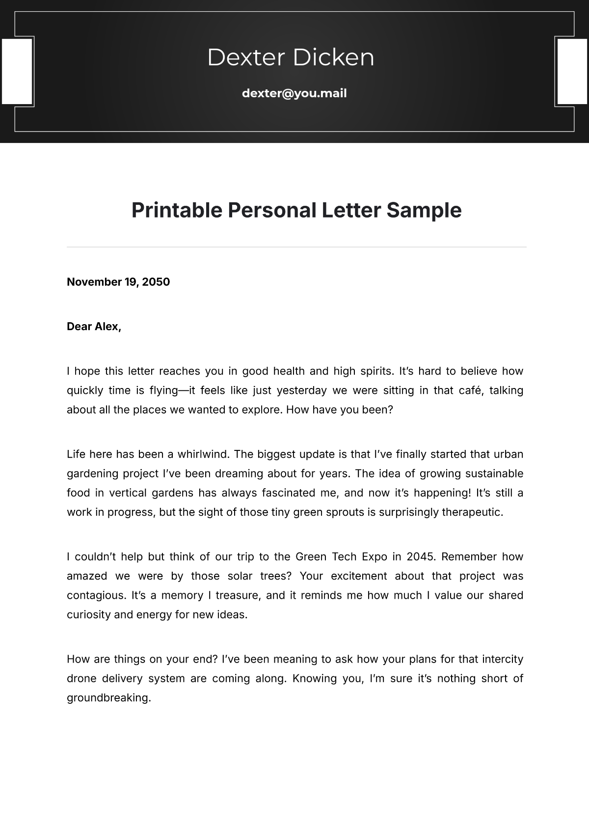 Printable Personal Letter Sample Template - Edit Online & Download