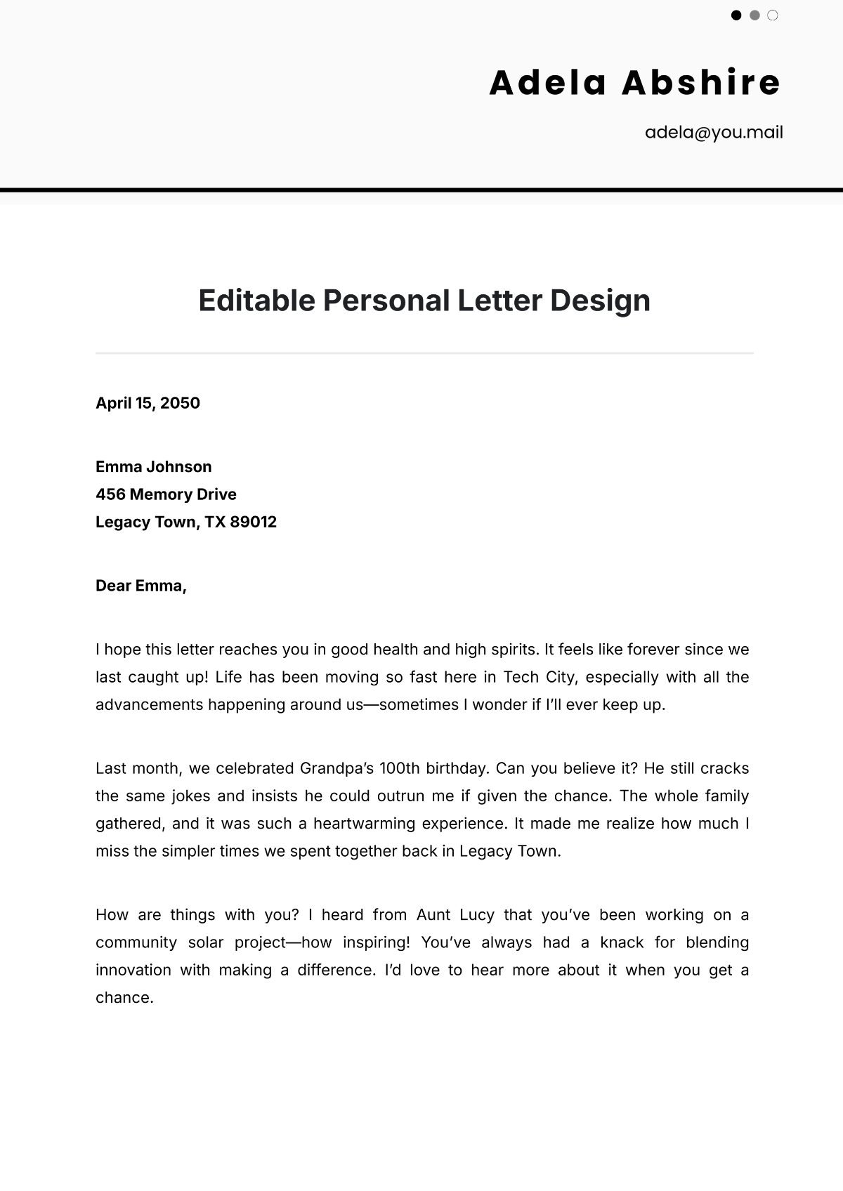 Personal Letter Examples Personal Letter Writing Format Templates
