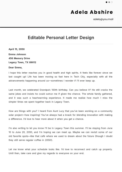 Free Editable Personal Letter Design Template to Edit Online