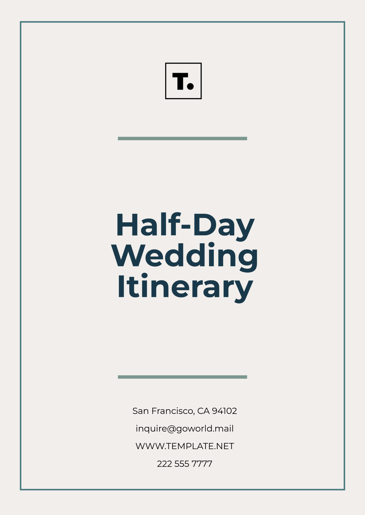 Half-Day Wedding Itinerary Template - Edit Online & Download